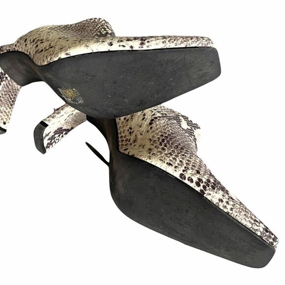 L’INTERVALLE Python Snake Print Square Toe Mule Heels Black Cream 40 - Picture 11 of 13